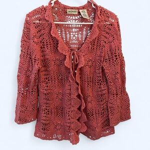 White Stag Pink Crochet Cardigan